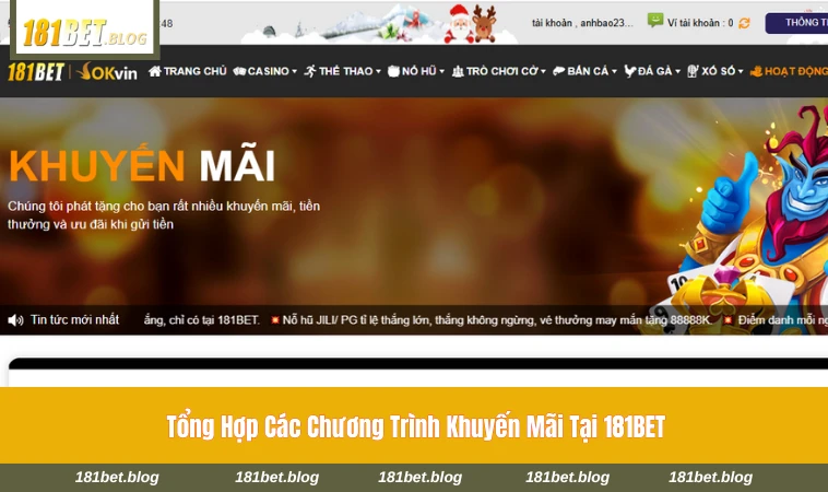 Các chương trình khuyến mãi đang áp dụng tại 181BET