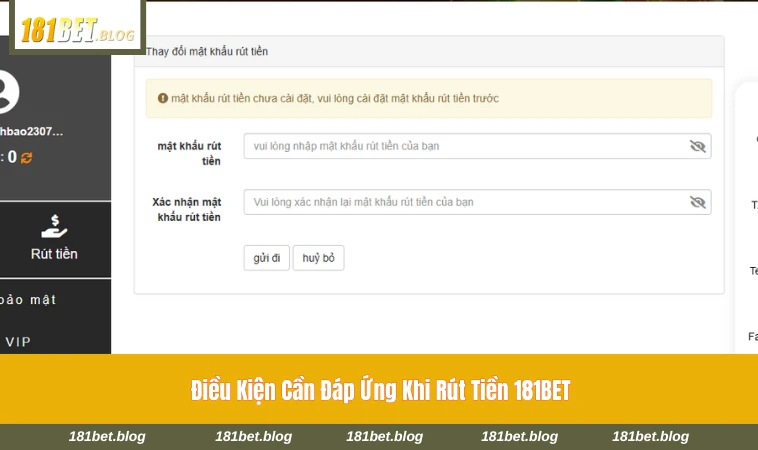 Điều kiện doanh thu và xác minh tài khoản trước khi rút tiền